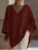 Women's Mid-Length V-Neck Long Sleeve Solid Color Knit Sweater, 2026 Collection