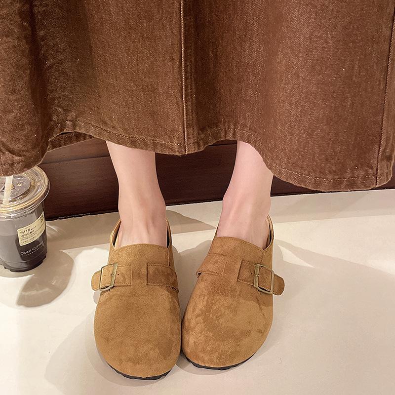 [Uncle Shoes] Boken Outer Wear 2025 Spring and Summer Retro Lazy Boken Shoes New Baotou Half Drag Women Increase Height