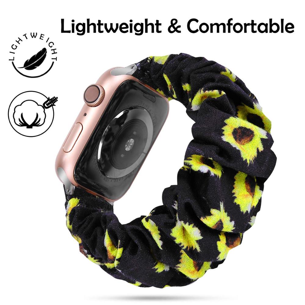 Scrunchie Strap for Apple Watch Band 44mm 40mm Correa iWatch 38mm 42mm Belt Solo Loop Watchbands for Series 7 6 SE 5 4 3