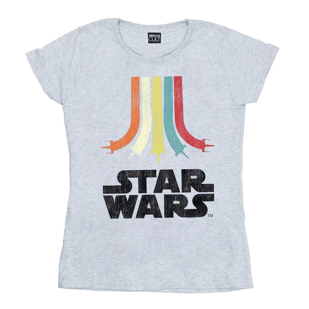 STAR WARS Womens/Ladies Retro Rainbow Cotton T-Shirt