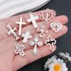 Cross-Border Hot Sale Bright Silver Cross Pendant Handmade DIY Keychain Necklace Alloy Jewelry Accessories Batch