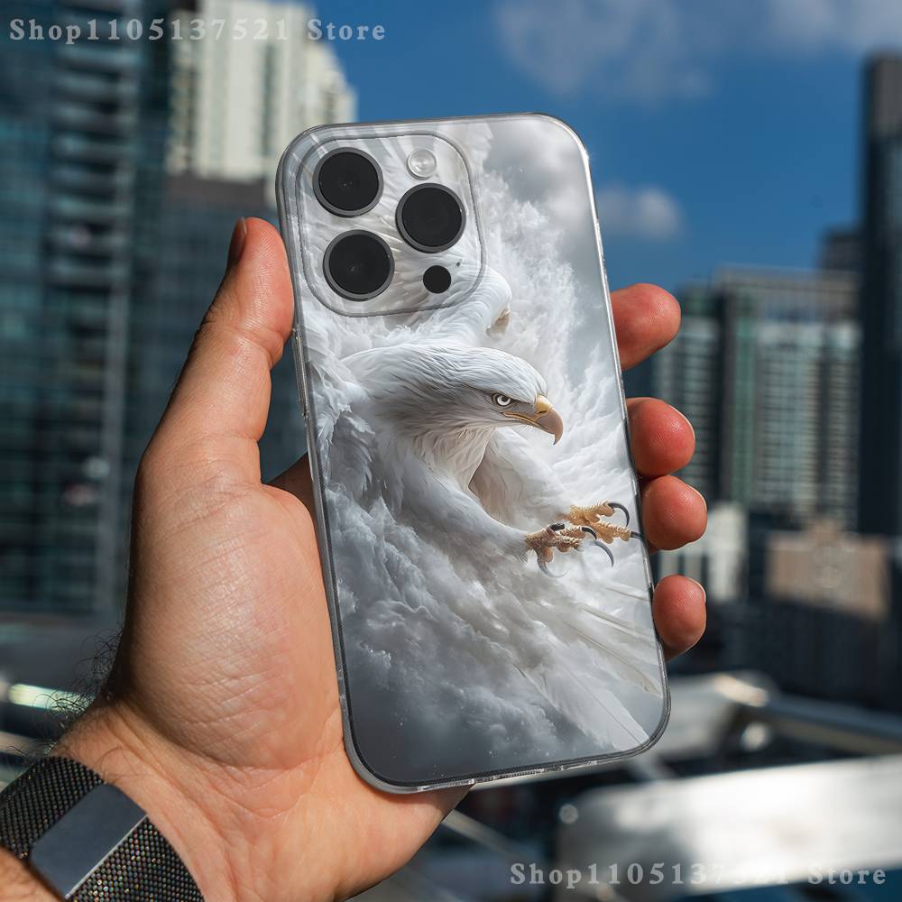 Cool Animal Eagle Art Phone Case For iPhone 16,15,17,12,13,14,11 Max,Pro,Plus,X,XS,XR,SE4,E Mini Transparent Cover