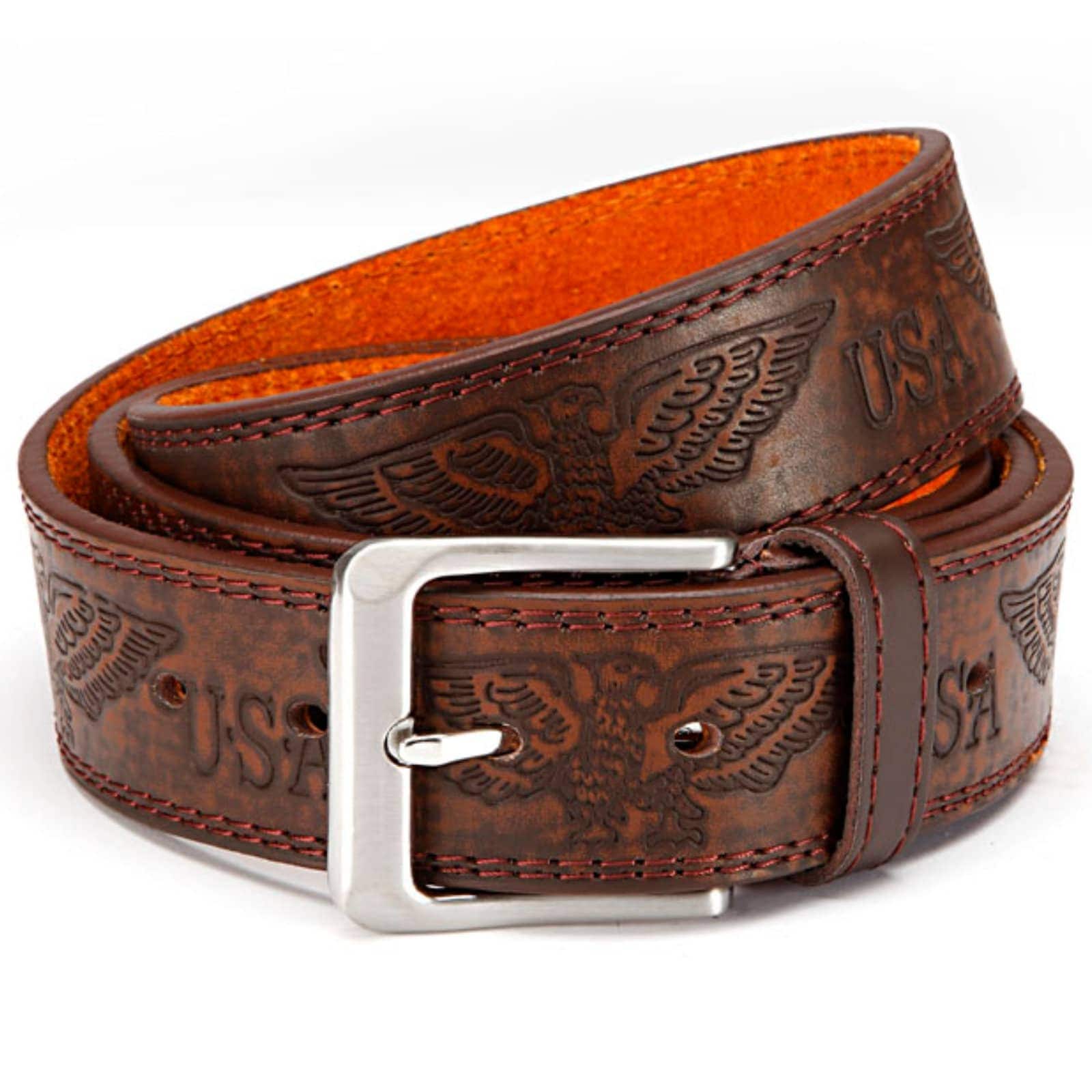 

Чоловічий ремінь з малюнком 95 cm коричневий