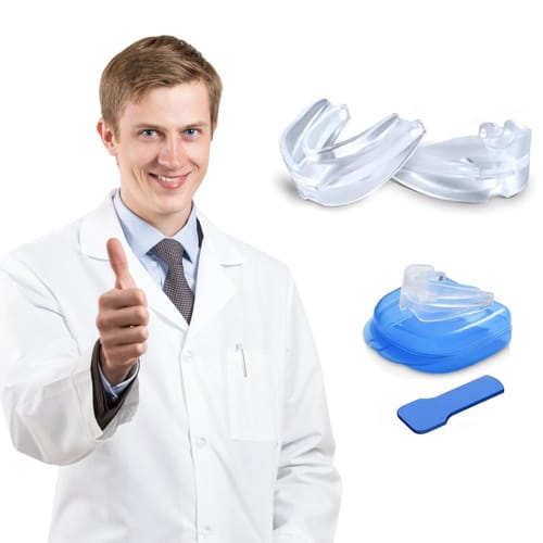 

Set of 2 Mouthpieces, Prevents Teeth Grinding, Mouthguard, Anti-Snoring Aid, Improves Sleep Quality, Helps You Sleep Better, Prevents Snoring, Protect