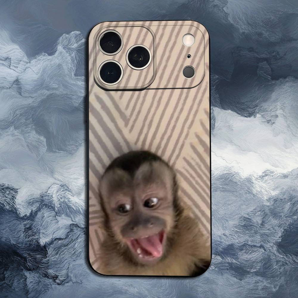 

Cute Funny Monkey For iPhone 12,14,13,15,8,7,16,11,17,X,Mini,Plus,Pro,XR,SE,XS,Max,Soft Silicone Black Case iPhone12PRO
