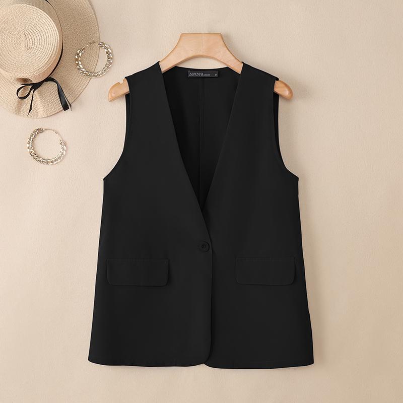 

ZANZEA Женский летний повседневный жилет без рукавов с V-образным вырезом однотонный