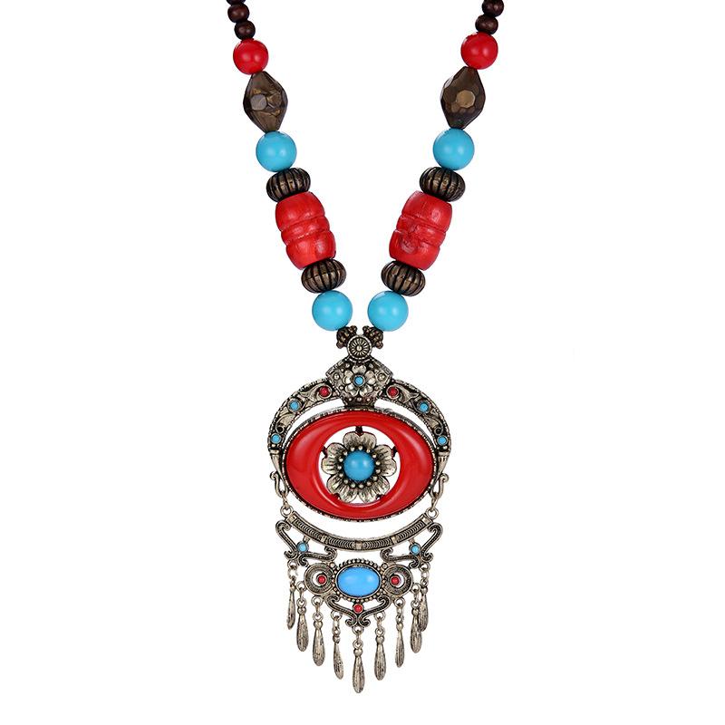 Bohemia Ethnic Necklace Pendant Vintage Strand Statement for Women Jewelry Accessories