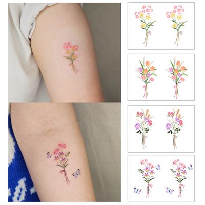 High-End Feeling Small Fresh And Beautiful Small Daisy Tulip Butterfly Small Bouquet Tattoo Sticker