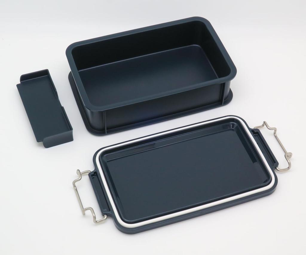 OSK CONTAINER Bento Navy with Made In Dishwasher and Microwave Stain Locking and Suitable for Small and Students Box, 750ml, Blue, Dividers, Japan,