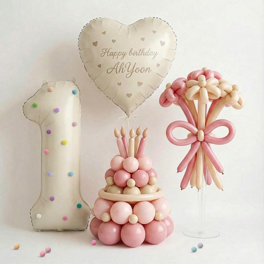 32 Inch Aluminum Foil Balloons, Milky White Numbers 0-9 for Birthday Party Decoration, 20 Plush Balls for Celebrating Birthdays