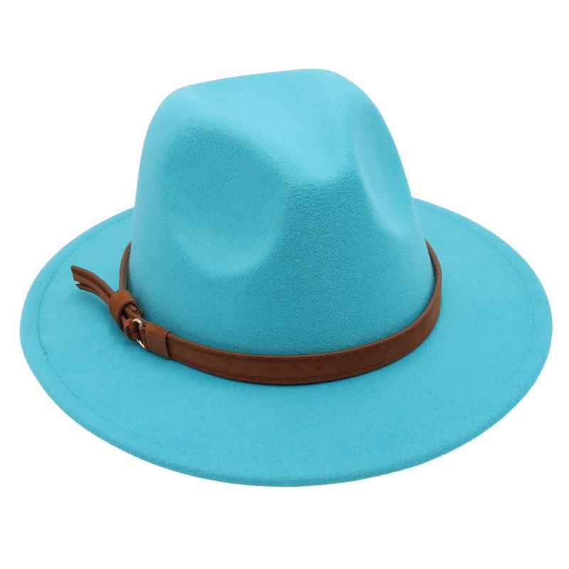 Gentleman'S Top Hat Vintage Jazz Hat Men'S And Women'S Elegant Felt Hat Belt Buckle Tweed Hat Light Luxury