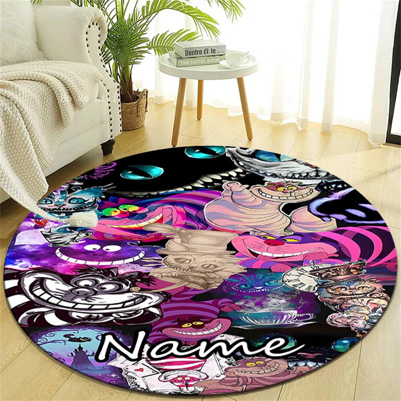 Personalized C-Cheshire cat Round Chair Office Rug - Perfect for Mat, Office Chair & More - Ideal Gift for Birthdays and Holidays