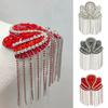 1Pc Beaded Decoration Diamond Tassel Epaulets Detachable Sparkling Shoulder Tassel Epaulet Rhinestone Hand-Beaded Fabric Patch