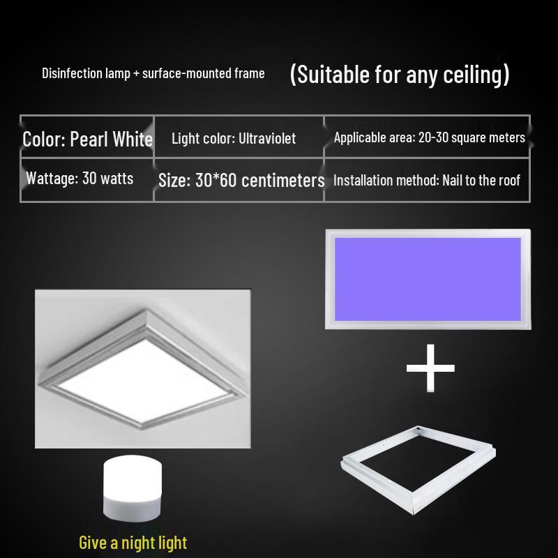 Ceiling-Mounted Ultraviolet Germicidal Panel Light for Bathroom & Kitchen