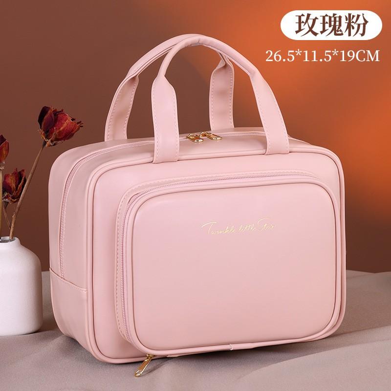 Large Capacity Multi-Compartment Travel Makeup Bag With Zippered Pockets Waterproof PU Cosmetic Organizer Women Men