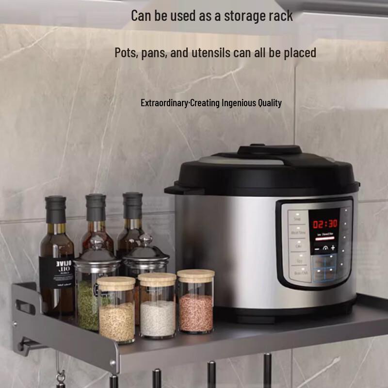 BieYing Wandmontiertes Mikrowellenregal mit Hängestange & Haken