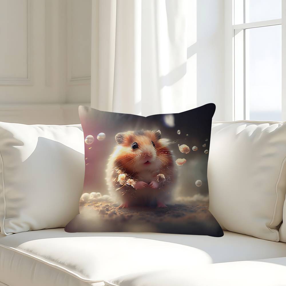 Sött Hamster Kuddfodral Avtagbart Tvättbart Kuddfodral – Mjukt Linne för Alla Årstider