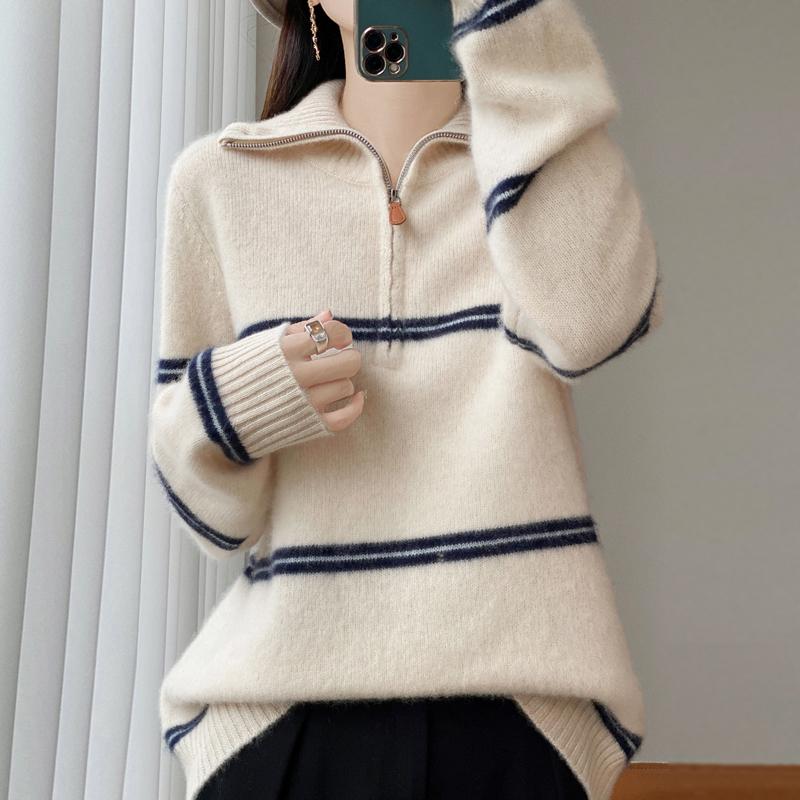 Women Sweater 100% Wool MODERN NEW SAGA Turtleneck Knit Pullover Turn-down Collar Thick Winter Jumpers Female Knit Tops