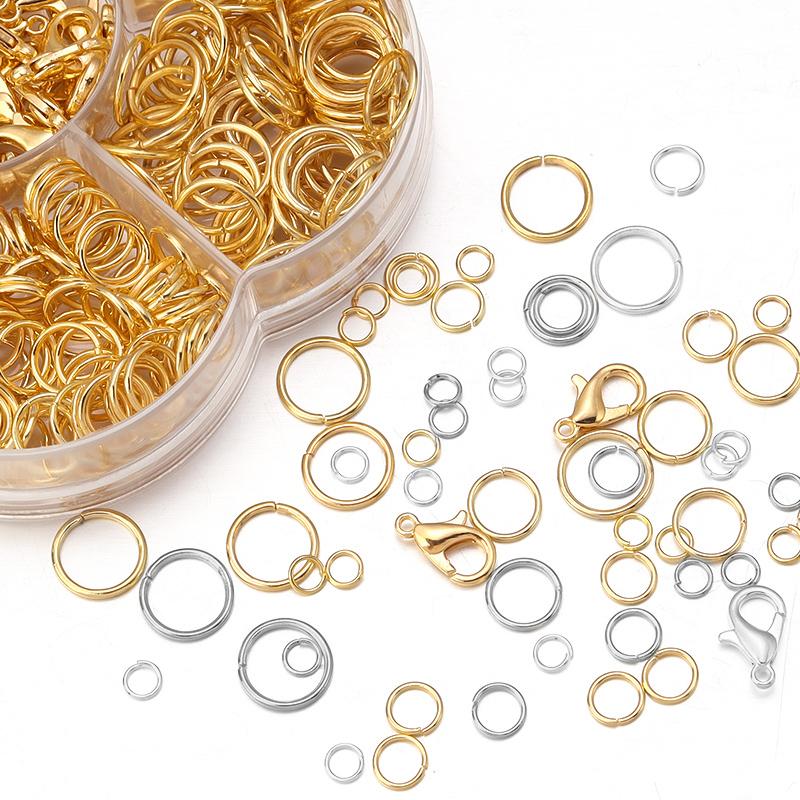 1 Box Biegeringe DIY Schmuckzubehör-Set für Anfänger Offene Biegeringe Schmuckherstellung Schlüsselanhänger Halsketten Reparatur mit Öffner-Werkzeug