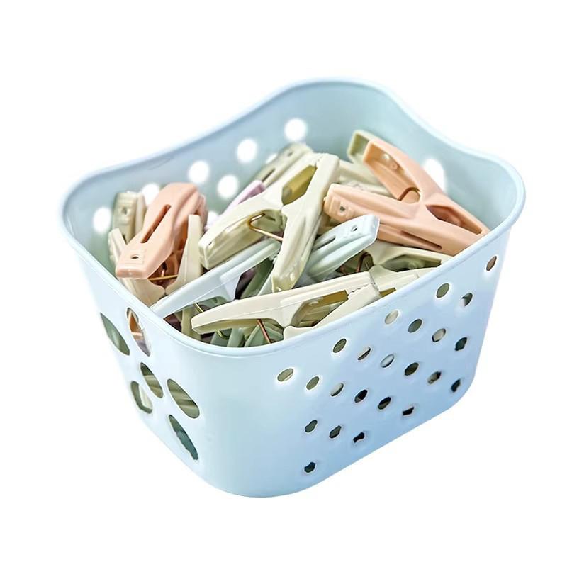 30Pcs Plastic Clothes Pegs Laundry Clothespin Clothes Pins Storage Organizer Quilt Towel Clips Spring With Basket Cabides Hanger