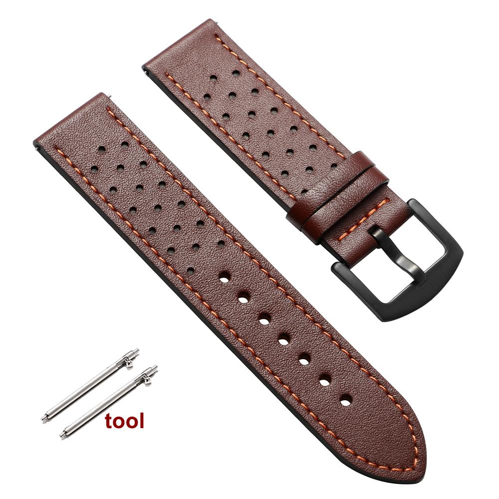 Vintage Handmade Watch Strap 20mm 22mm for Omega Business Leather Straps Black Brown Blue Breathable Porous Sports Watchbands