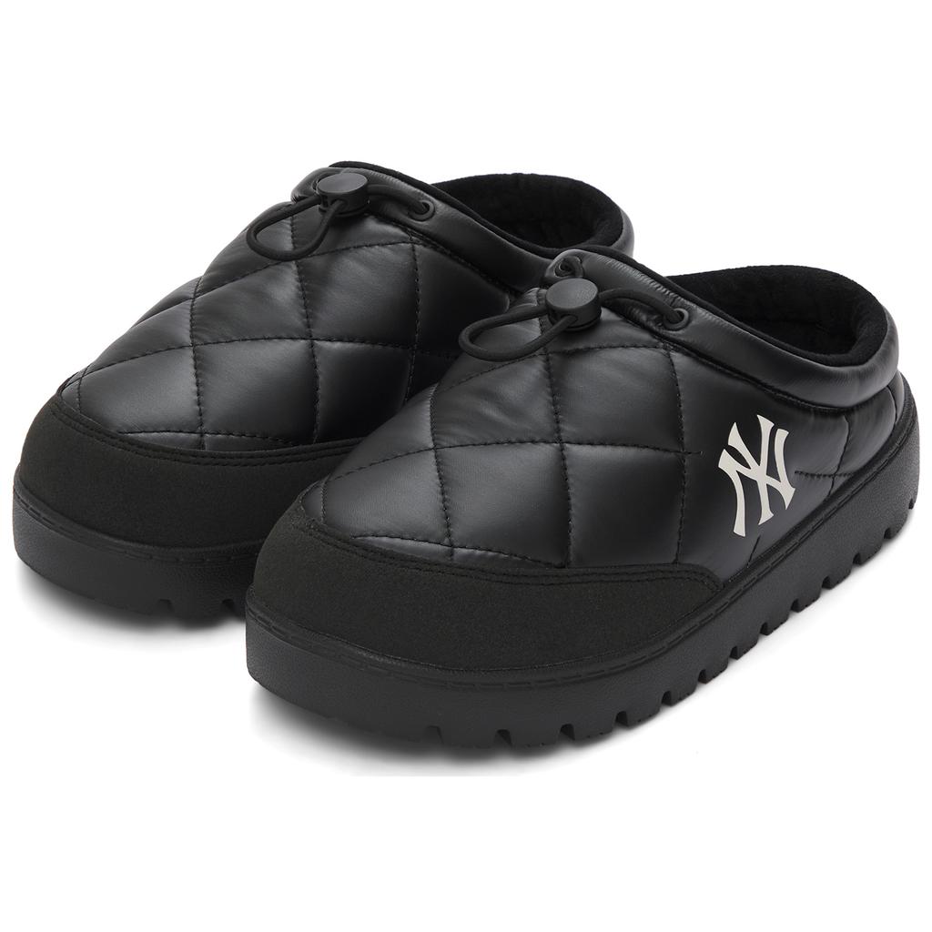 MLB New York Yankees Abrasion-Resistant Slip-Resistant Vintage Diamond Pattern Embossed Cotton Mules Unisex Black Sneakers 3AWBQWM46-50BKS