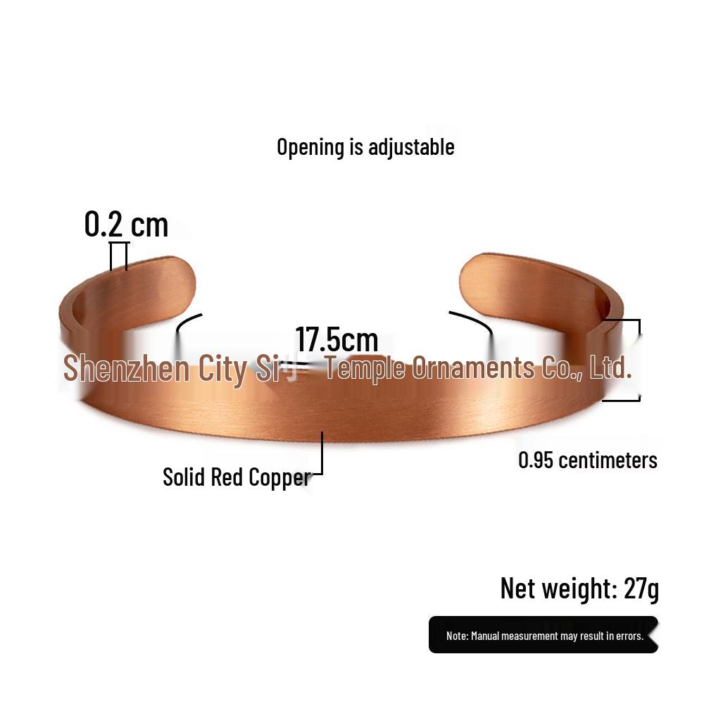 Men's and Women's Adjustable Pure Red Copper Frosted Bracelet