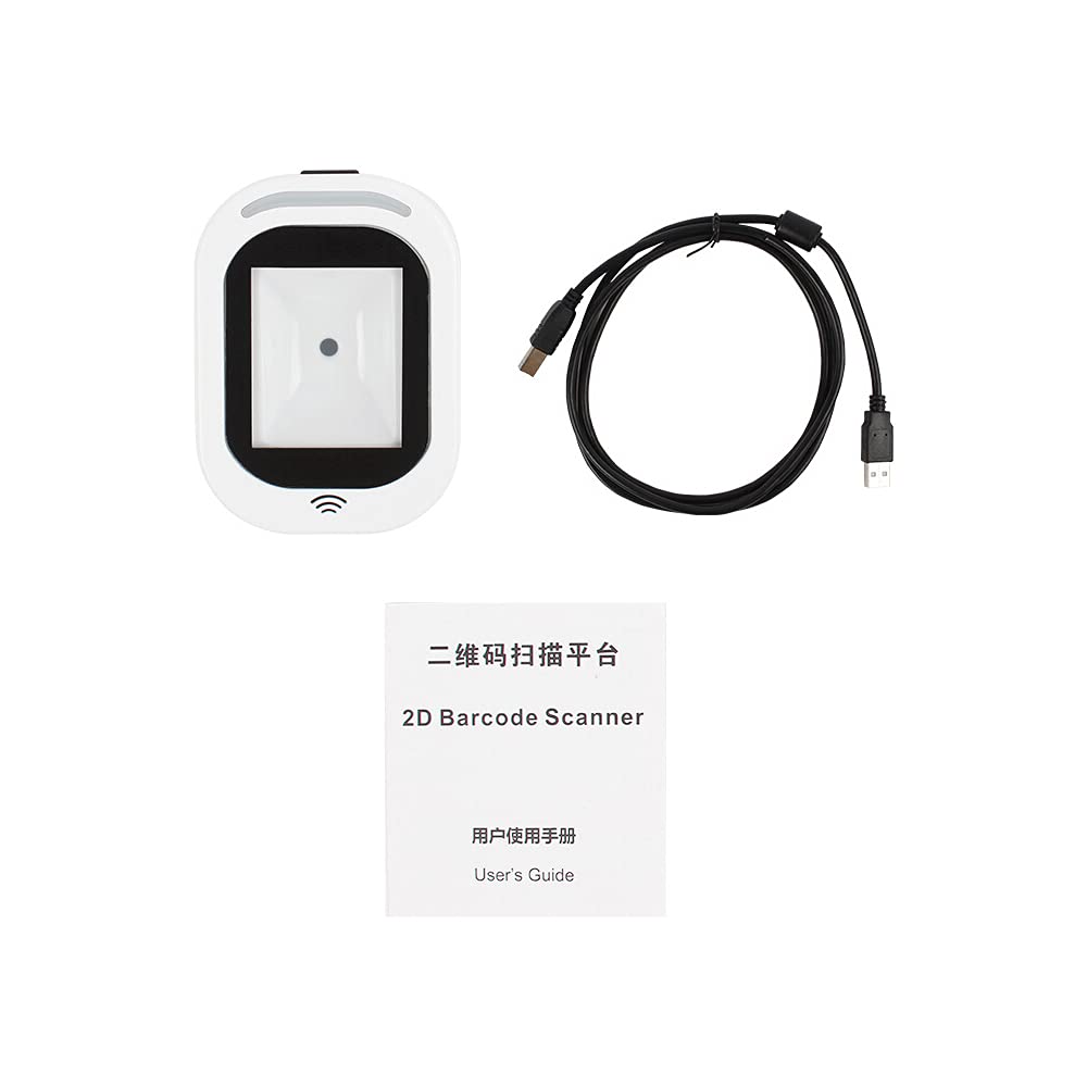 Wscoficey Wired Barcode Scanner for Supermarkets/Shops, USB Universal Scanner, Hands-Free Scanning, QR Code 1D & 2D Code Reader