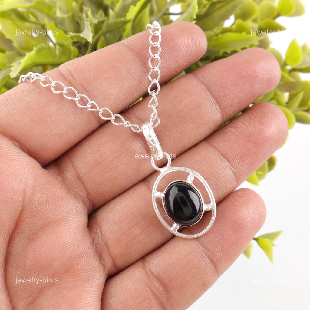Oval Black Tourmaline Gemstone 925 Silver Daughter Gift New Handcrafted Pendant PP-6-25