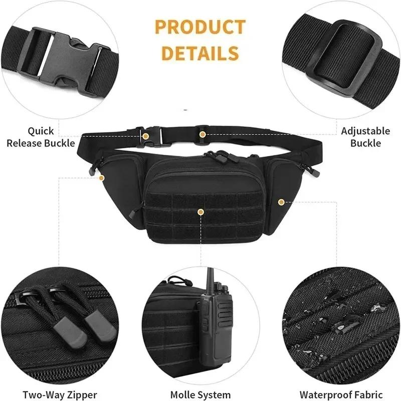 Multi- Waist Pack Fanny Packs for Men Nylon Shoulder Hiking Mobile Phone Bag Sports High-capacity Waist Bag
