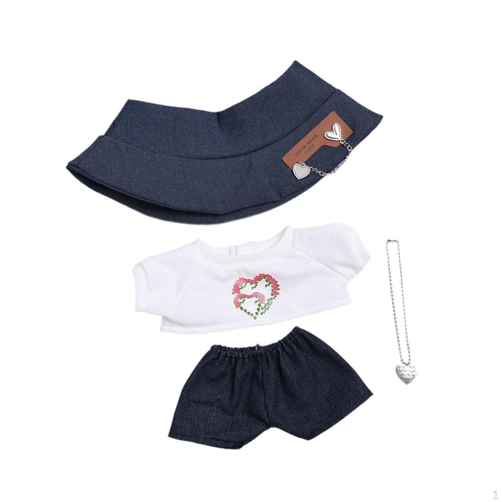 Miniature Clothes Costumes Cute with Hat Decoration Doll Outfit Shirt and Pants for 15inch Dolls