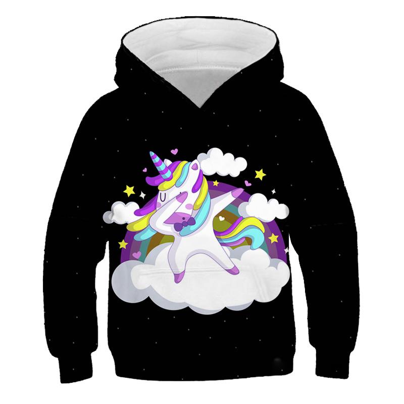 Unicorn 3D Hoodie Children Girls Spring Fashion Long Sleeve Printed Animal Hoodie Loose Cotton Sport Hooded Tops