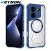 KEYSION Transparent Magnetic Case for TECNO Pova 5 Pro 5G Silicone+PC Heavy Duty Shockproof Phone Cover for for Tecno Pova 5 5G