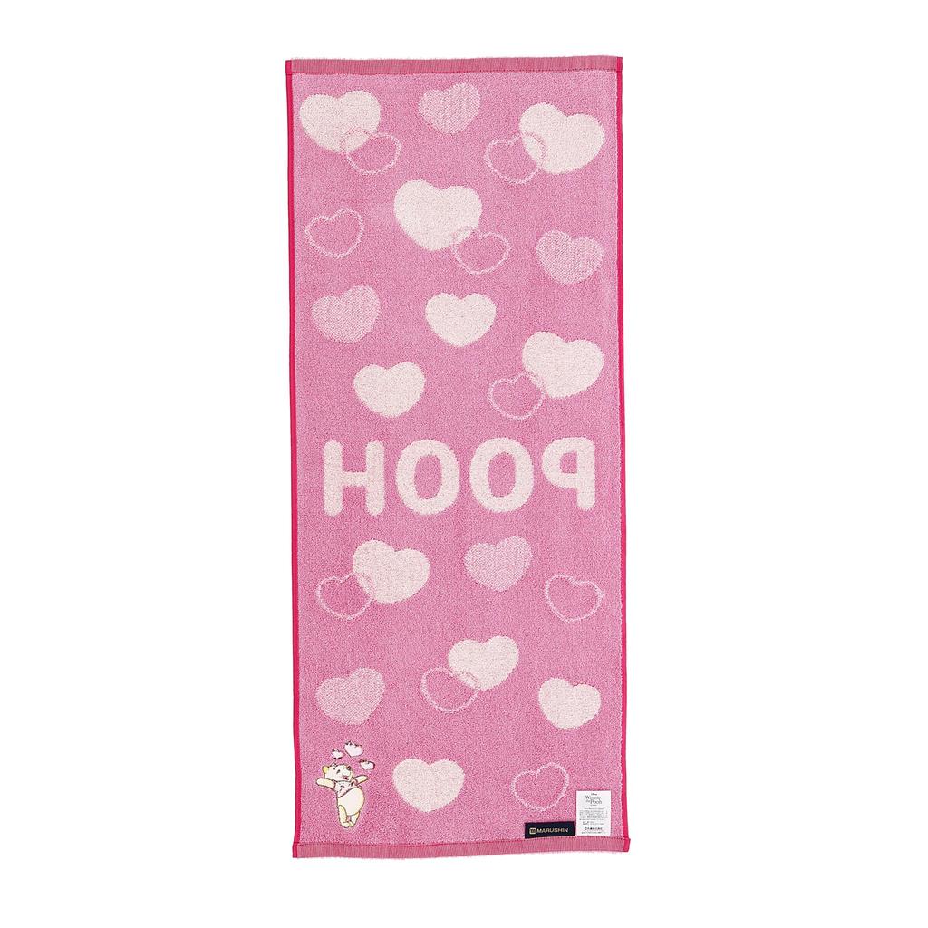 Marushin Face Disney Winnie the Pooh Lots of Organic Antibacterial and Deodorizing Untwisted 2006062300 Towel, Hearts, Cotton, Treatment, Yarn,