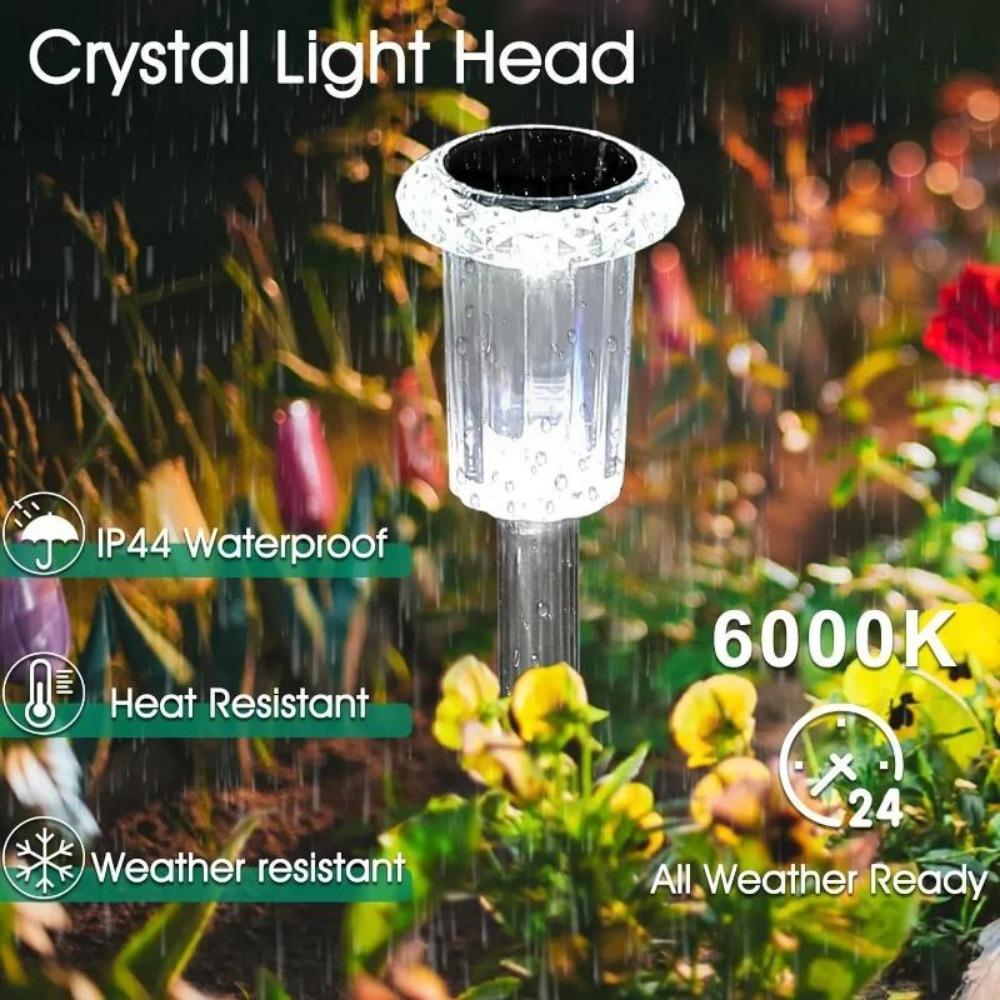 6PCS Solar Outdoor Lamp RGB Night Lights IP65 Waterproof Stainless Steel Long Battery Life Garden Yard Walkway Lawn Decor