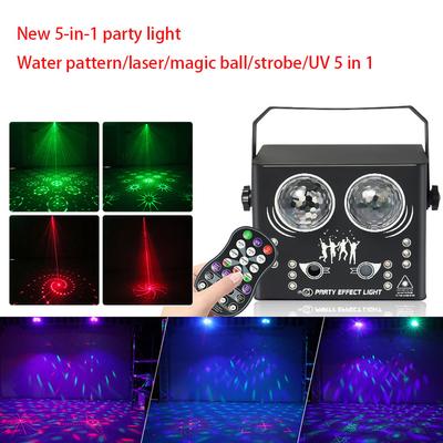 Neu 5 in 1 Party Licht Mit Wasser Welle/Laser/Magic Ball/Strobe/UV Led Bühne Licht DMX512 Projektor Lampe Für Bühne Zeigen