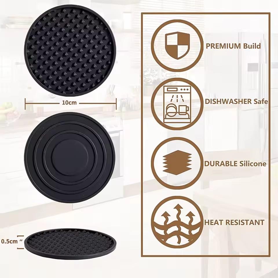 3/6 Pçs Silicone Bebida Coaster E Suporte Resistente Ao Calor Bandeja De Copo Esteira De Secagem Proteção Superior Da Mesa Antid