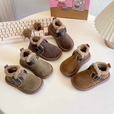 Children's Snow Boots Girls Cotton Shoes 2025 Winter Velvet Thickened Warm Baby Soft Sole Boys Retro Birkenstocks