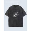 European Size Street Retro Style Creative Pattern Printed Men'S Fashion T-Shirt, High-Quality Heavy-Weight Washed Men'S Vintage Distressed Men'S Top