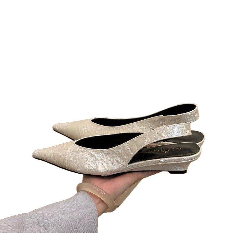 Temperament pointed back empty shoes bag head sandals summer gentle evening wedge heel shoes women