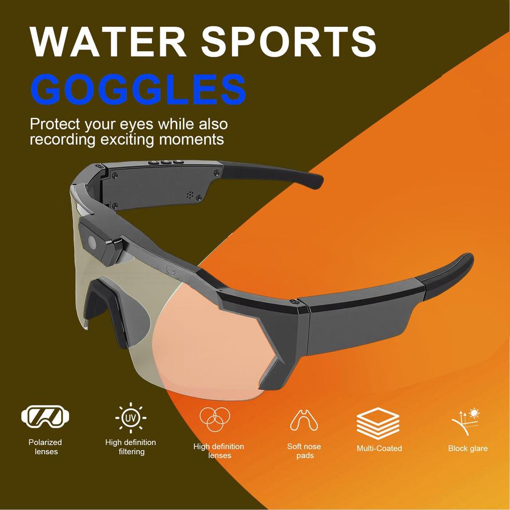 Yanmis Cycling Glasses with 12MP 1080P HD Smart Camera Glasses with Lens and Image for Outdoor Sports and Lifestyle Recording Camera, Wide-Angle
