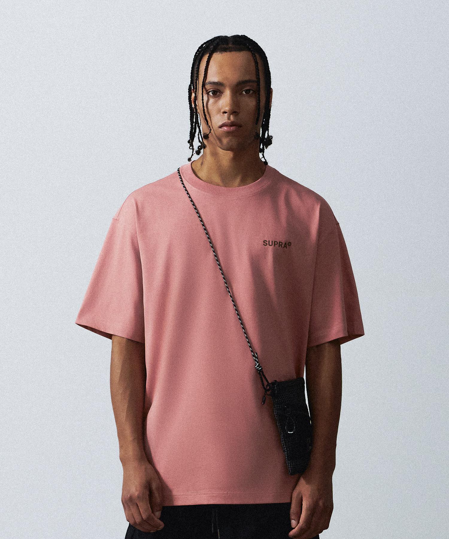 Supra Essential Small Lettering Logo Basic Short Sleeve T-Shirt (Pink) Lvd/Xs