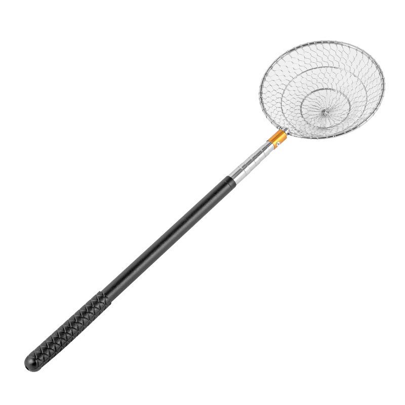 Telescopic Aluminum Ice Fishing Rod with Bait Holder and Metal Sieve Spoon