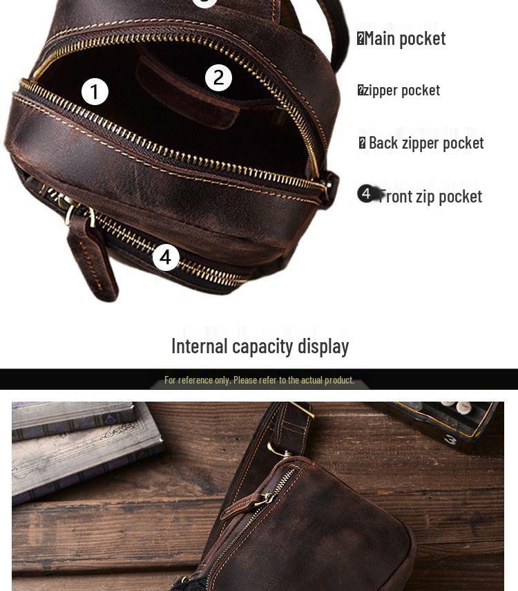 Men's High-End Crazy Horse Leather Crossbody Bag - Retro Classic Style