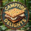 Vintage Campfire S'mores Round Tin Sign Rustic Wall Decor For Garden Bar Cafe Living Room Entryway