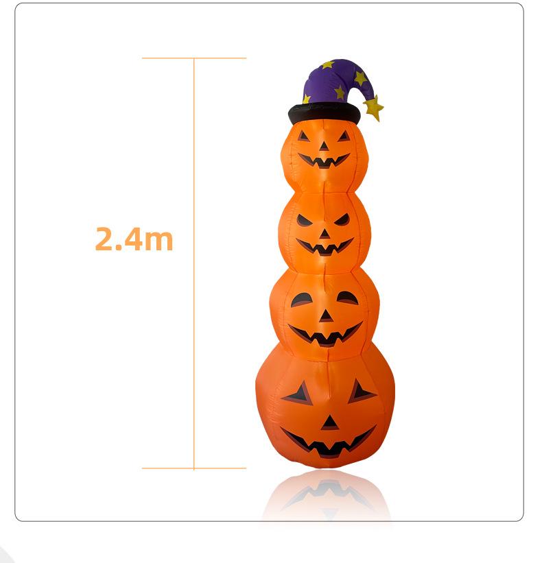 Halloween Pumpkin Air Inflatable 2.4m Ghost Decor for Party Outdoor Decoration