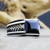 Black Onyx Street Retro Punk Hip Hop Men's Fashion Hand Jewelry Steel Color Ring