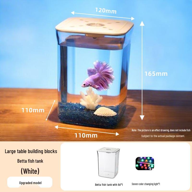 Acvariu Mini de Birou pentru Pești Luptători Siamezi - Betta Micro-Peisaj Acvatic Decor Acvariu.
