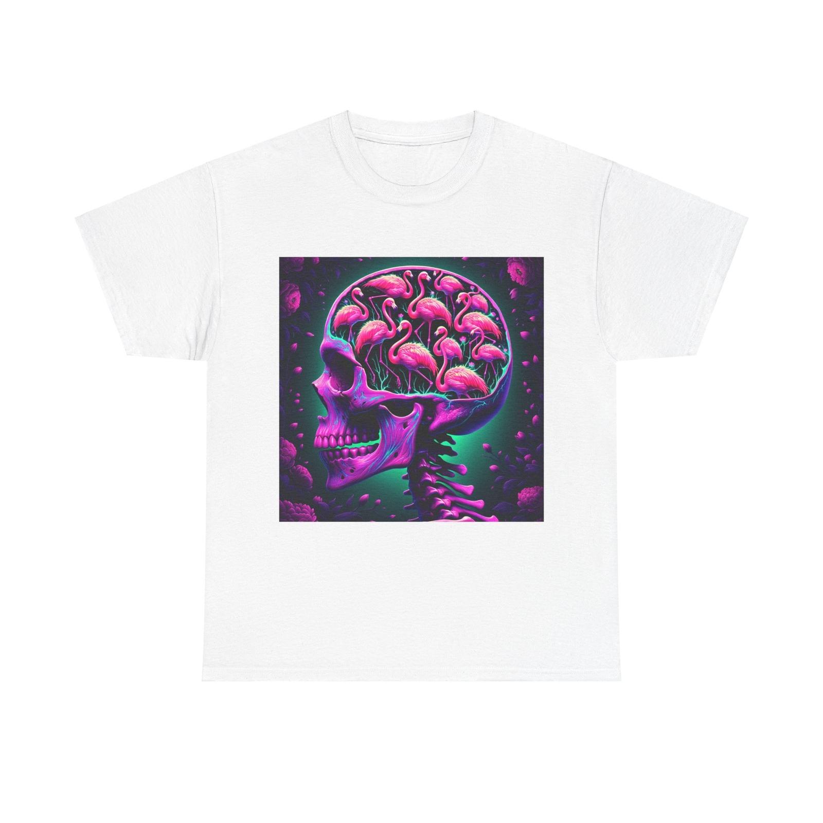 Unisex Adult T Shirt Surreal Ultraviolet Skeleton Flamingos Artwork S