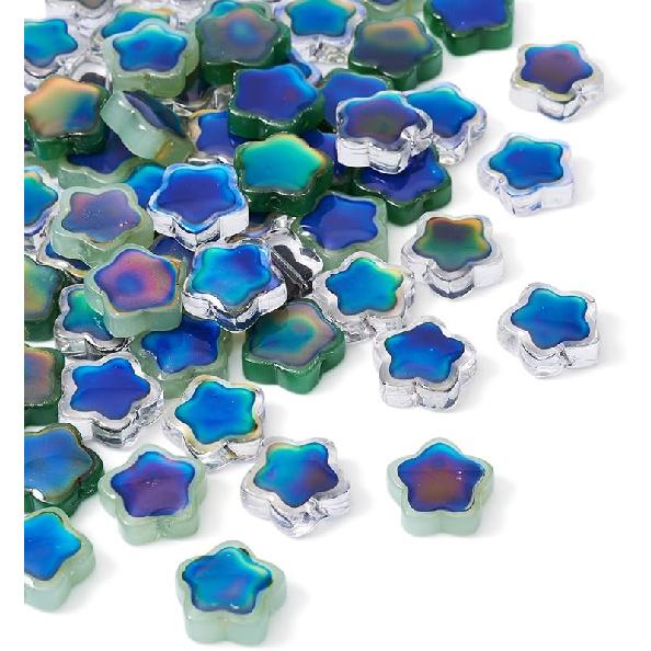 60 Pcs Glass Star Beads Temperature Sensing Beads Star Changing Mood Beads Crystal Star Beads Small Twinkle Star Spacer Beads for Friendship Bracelet
